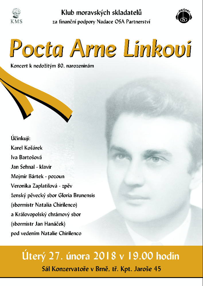 27.2.2018 – Pozvánka na koncert KMS k nedožitým 80. narozeninám Arne Linky